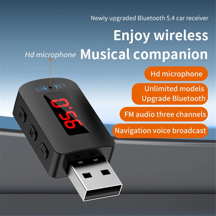 M10 USB Bluetooth-compatible 5.4 Adapter Digital Display FM Radio Hands-Free Call Car Wireless Audio Receiver - 3