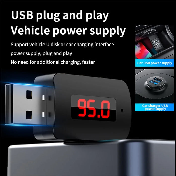 M10 USB Bluetooth-compatible 5.4 Adapter Digital Display FM Radio Hands-Free Call Car Wireless Audio Receiver - 6
