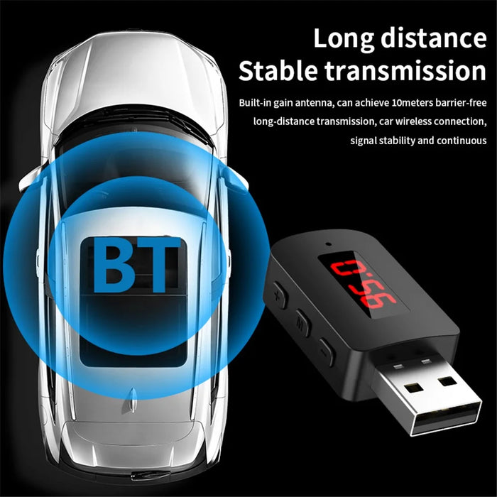 M10 USB Bluetooth-compatible 5.4 Adapter Digital Display FM Radio Hands-Free Call Car Wireless Audio Receiver - 7