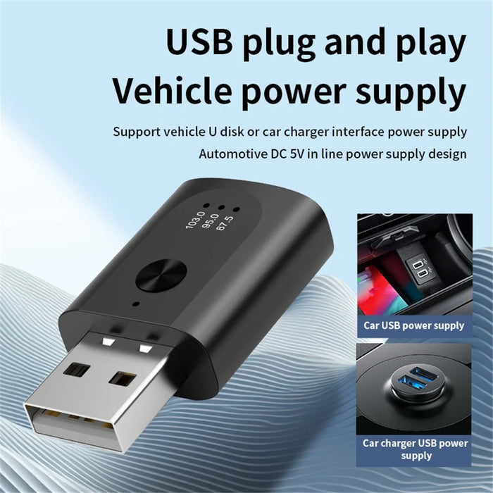 M08 USB Bluetooth-compatible 5.3 Adapter FM Radio Hands-Free Call Music Car Wireless Audio Receiver - 3