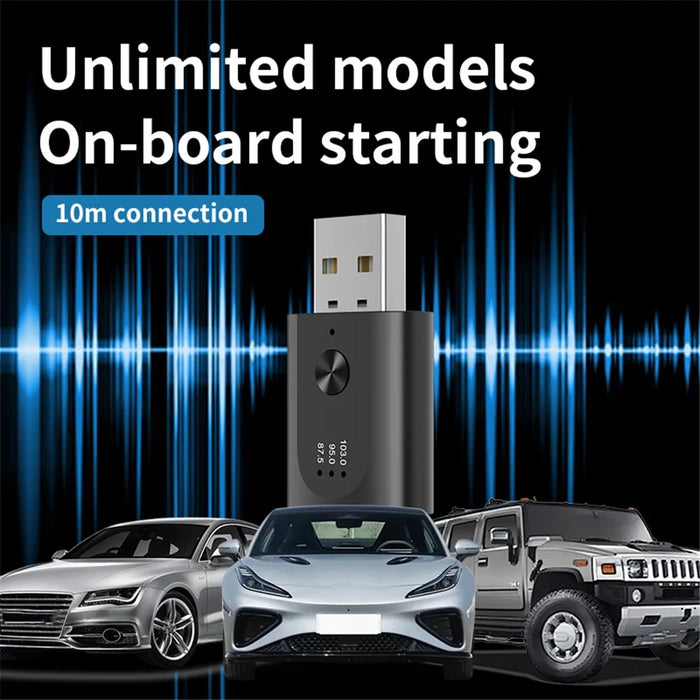 M08 USB Bluetooth-compatible 5.3 Adapter FM Radio Hands-Free Call Music Car Wireless Audio Receiver - 6