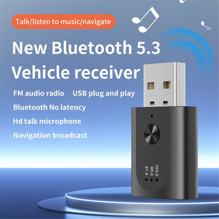 M08 USB Bluetooth-compatible 5.3 Adapter FM Radio Hands-Free Call Music Car Wireless Audio Receiver - 7