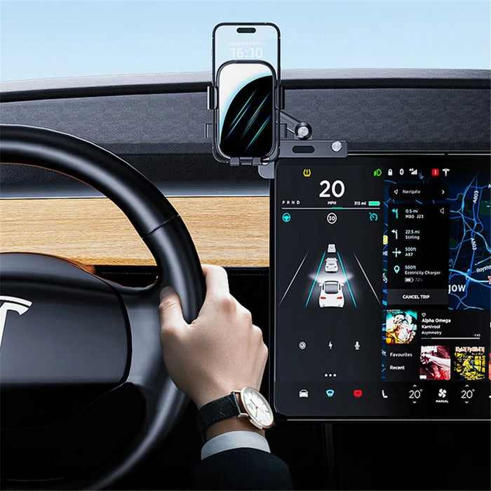 For Tesla Model 3 / Model Y Car Screen Phone Holder Mirror Surface Self-Locking Cellphone Bracket - 7