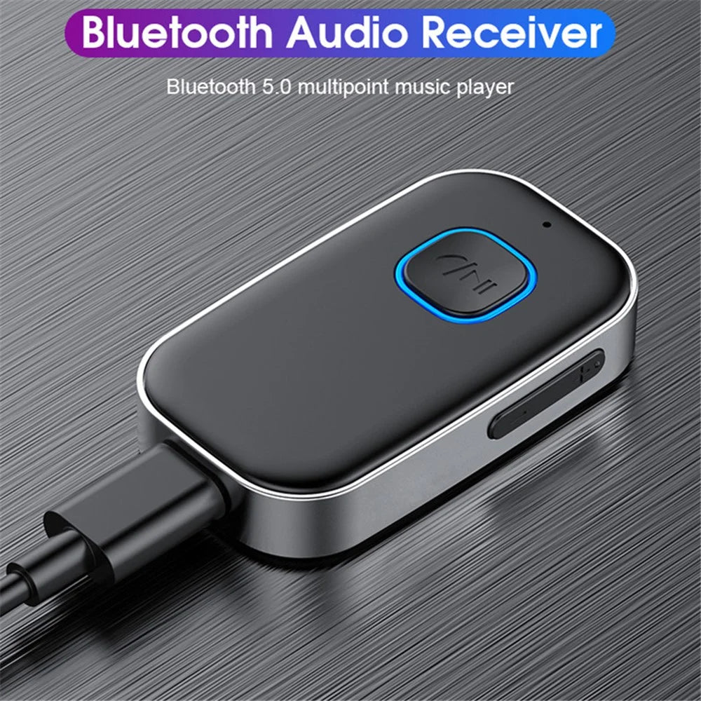 J22 Wireless Car Bluetooth-compatible Adapter Built-in Microphone Hands-free Call Audio Receiver with 3.5mm AUX Port - 2