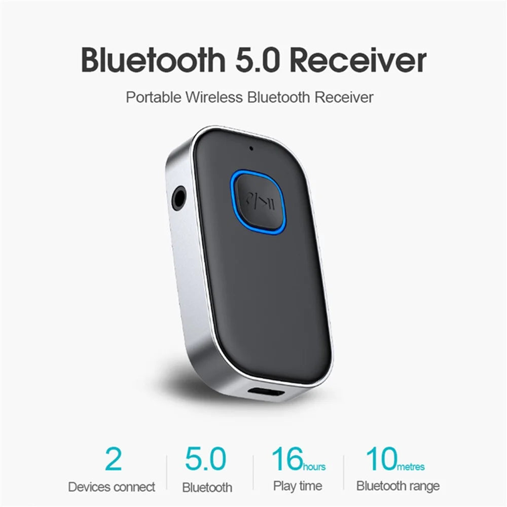 J22 Wireless Car Bluetooth-compatible Adapter Built-in Microphone Hands-free Call Audio Receiver with 3.5mm AUX Port - 4