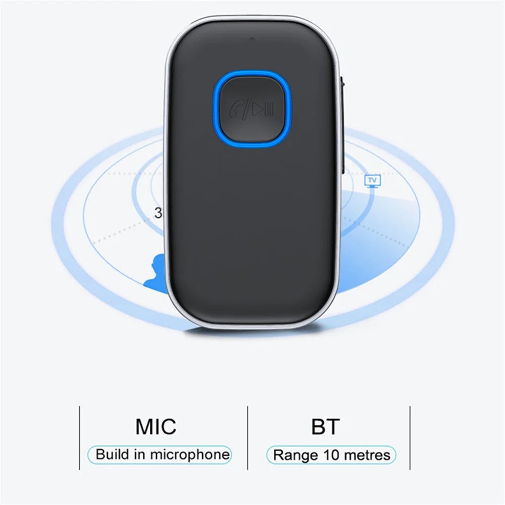 J22 Wireless Car Bluetooth-compatible Adapter Built-in Microphone Hands-free Call Audio Receiver with 3.5mm AUX Port - 6