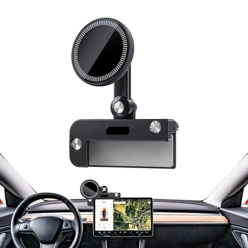 For Tesla Model 3 / Y Car Screen Phone Holder Round Rotatable Magnetic Cellphone Bracket - 1