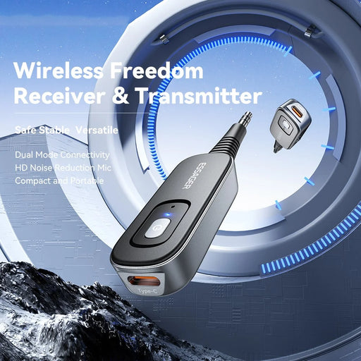 ESSAGER EBT51-LX0G-P Car Audio Bluetooth-compatible Transmitter Receiver 3.5mm Aux Adapter for Speaker Amplifier - 2