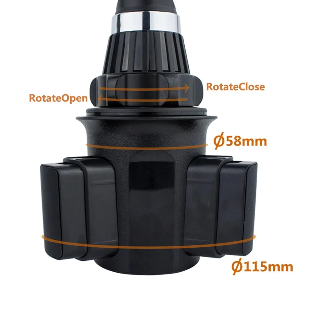 360 Degree Rotation Car Water Cup Slot Extendable Rod Design Phone Bracket - 4