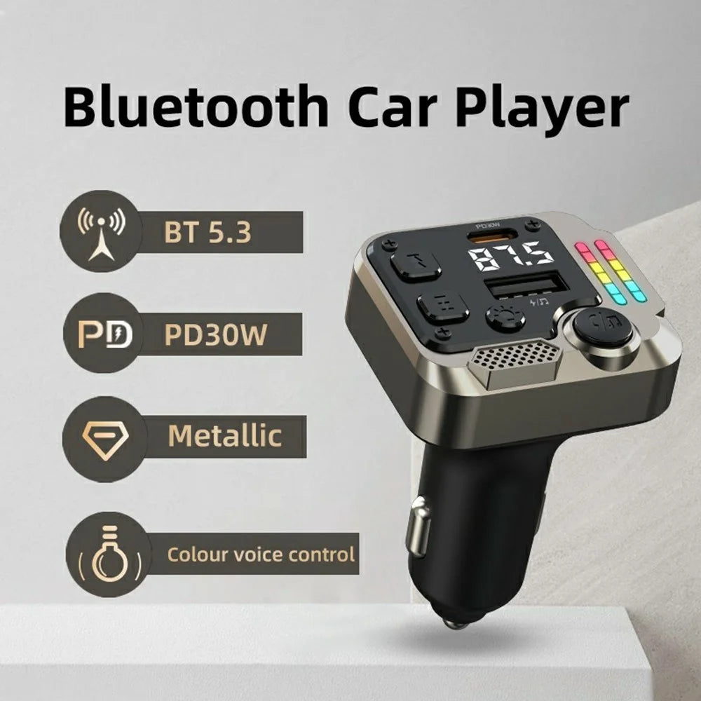 C68 Bluetooth-compatible FM Transmitter Car Adapter PD 30W Dual Port Car Charger Music Player Hands-Free Call - 3