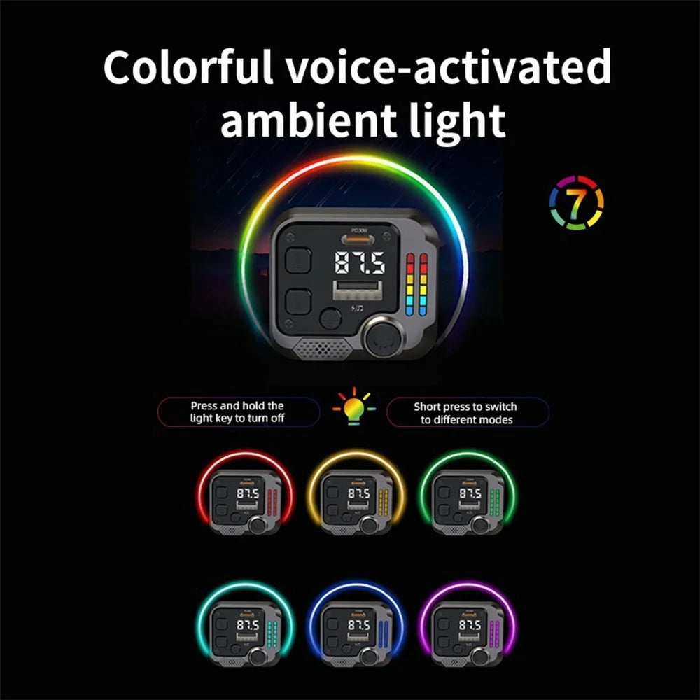 C68 Bluetooth-compatible FM Transmitter Car Adapter PD 30W Dual Port Car Charger Music Player Hands-Free Call - 6