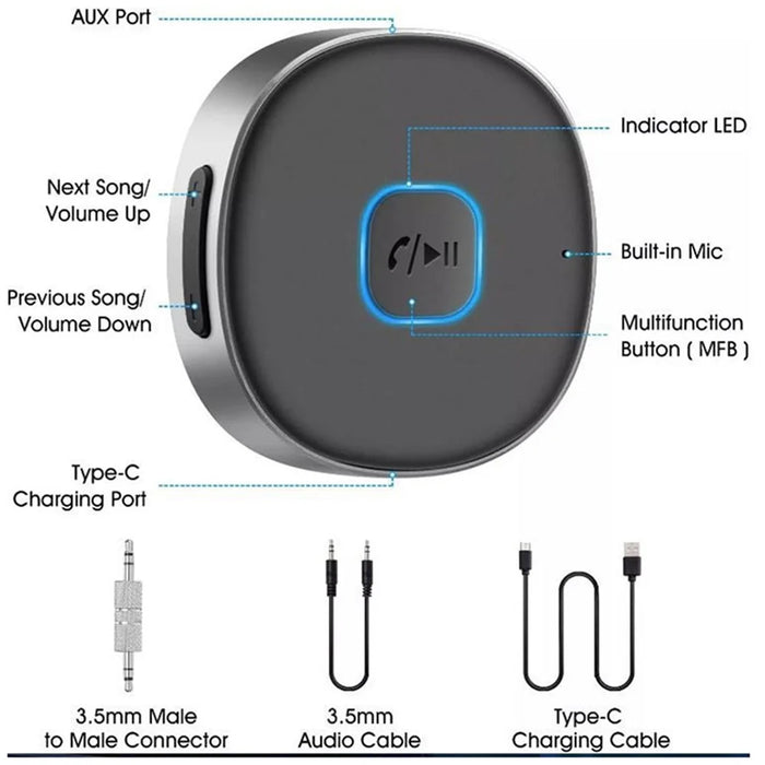 J33 Noise Reduction Car Bluetooth-compatible Adapter Wireless One-key Hands-free Call Audio Receiver - 7