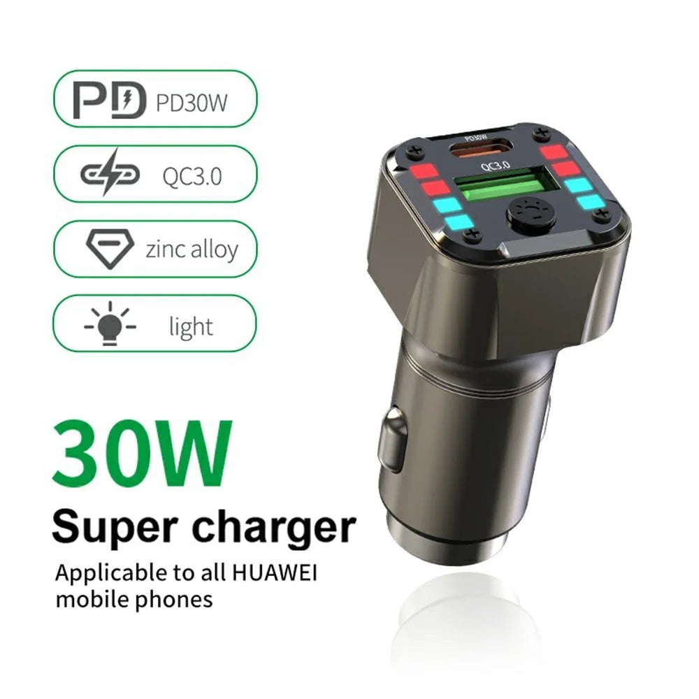 K24 Car Charger PD 30W QC 3.0 Super Charger Dual Ports Car Charging Adapter for iPhone  /  Samsung  /  Huawei - 2