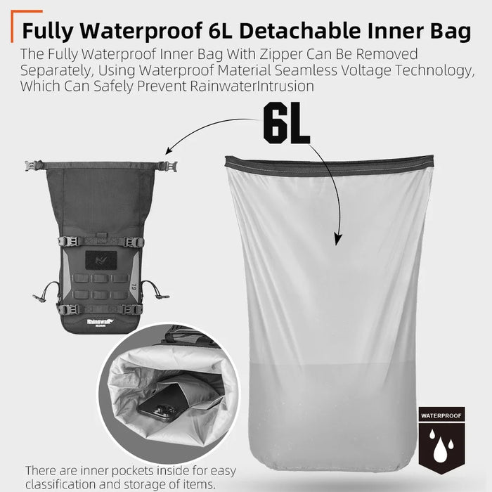 RHINOWALK MJX2001 6L Polyester Motorcycle Bumper Bag Capacity Expandable Side Hanging Bag - 6