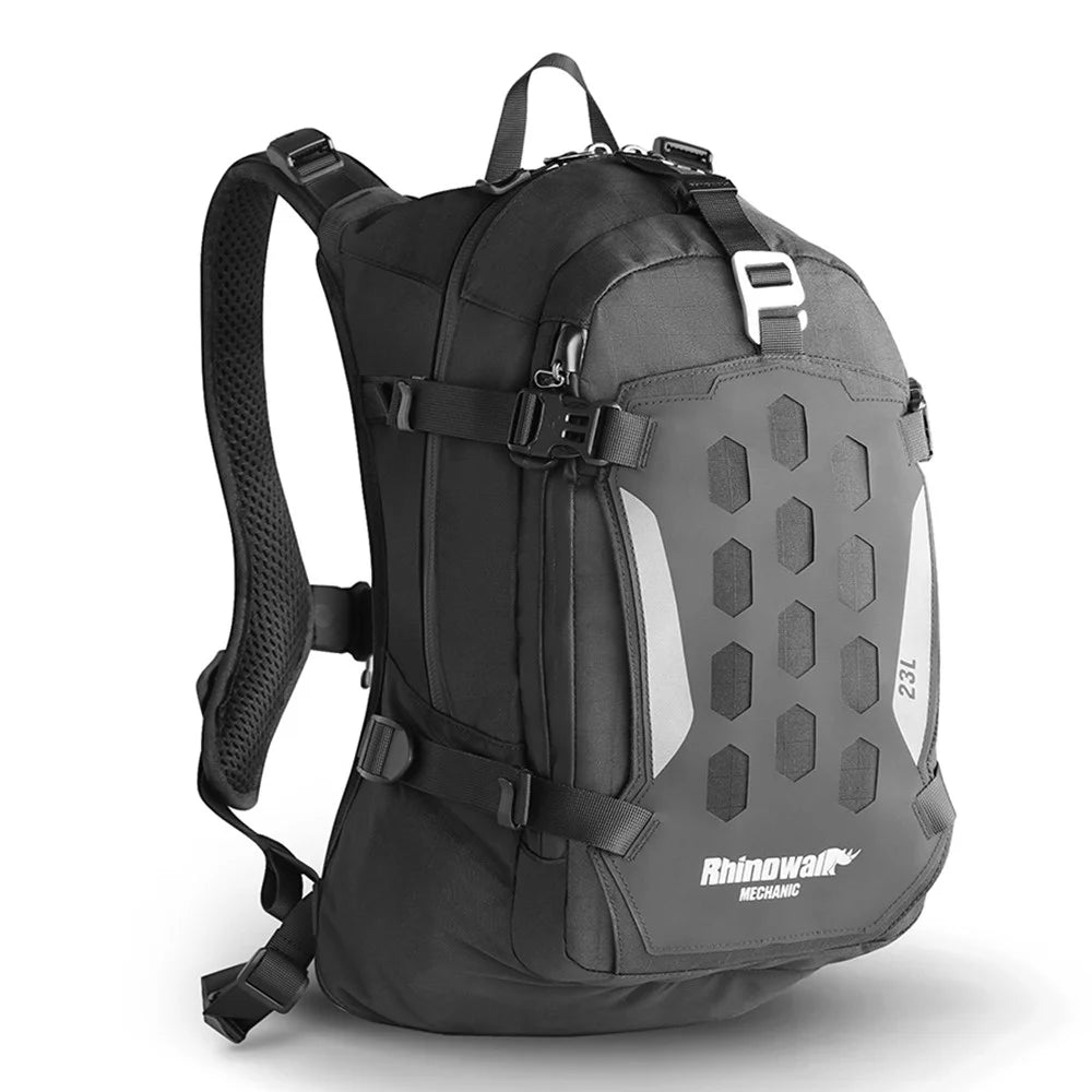 RHINOWALK Mechanic MJX2005 23L Motorcycle Backpack Helmet Mount Molle Shoulder Bag, 30x20x45cm - 1