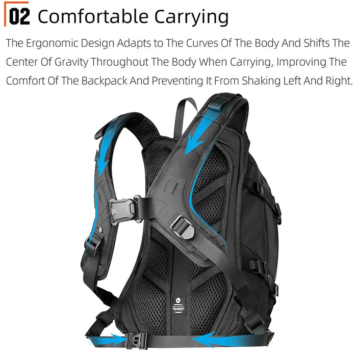 RHINOWALK Mechanic MJX2005 23L Motorcycle Backpack Helmet Mount Molle Shoulder Bag, 30x20x45cm - 5