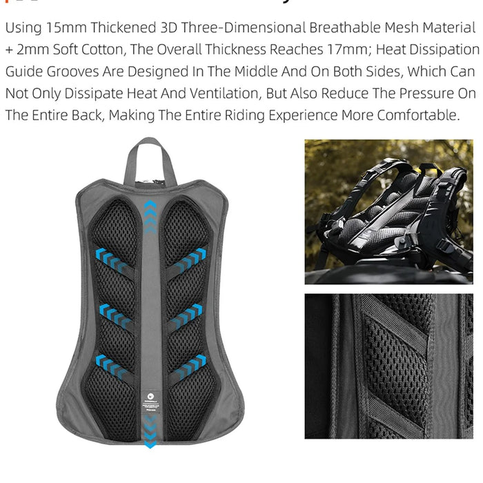 RHINOWALK Mechanic MJX2005 23L Motorcycle Backpack Helmet Mount Molle Shoulder Bag, 30x20x45cm - 6