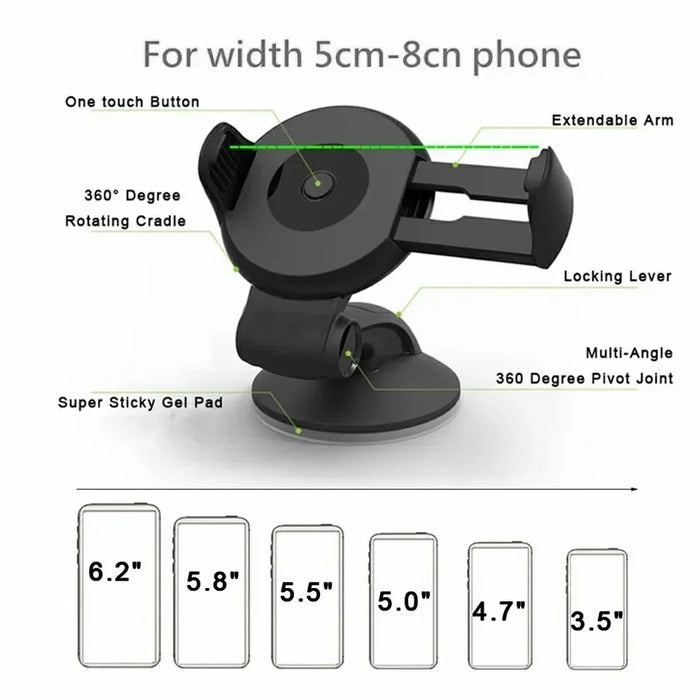 ZY-08 Car Dashboard Windshield Suction Cup Phone Holder Mini Adjustable Phone Bracket - 4
