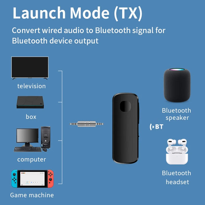 M18 Bluetooth-compatible 5.4 Lapel Clip Transmitter Receiver 2-in-1 Speaker Headphone Amplifier Wireless Car Bluetooth-compatible Adapter - 3