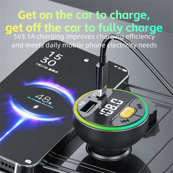 C9 Multifunctional Bluetooth-compatible Car MP3 Player USB Type-C Charger Digital Display FM Transmitter - 5