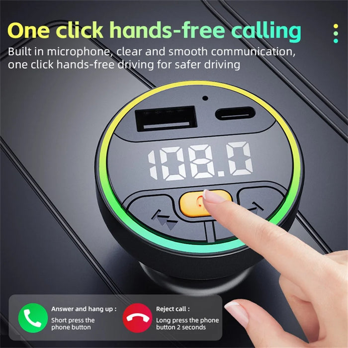 C9 Multifunctional Bluetooth-compatible Car MP3 Player USB Type-C Charger Digital Display FM Transmitter - 7