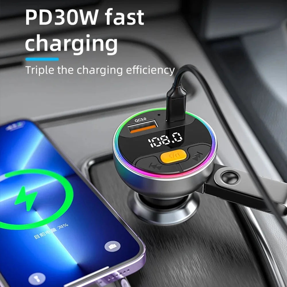 C9S Multifunctional Bluetooth-compatible Car MP3 Player QC3.0 PD 30W Charger FM Transmitter - 7