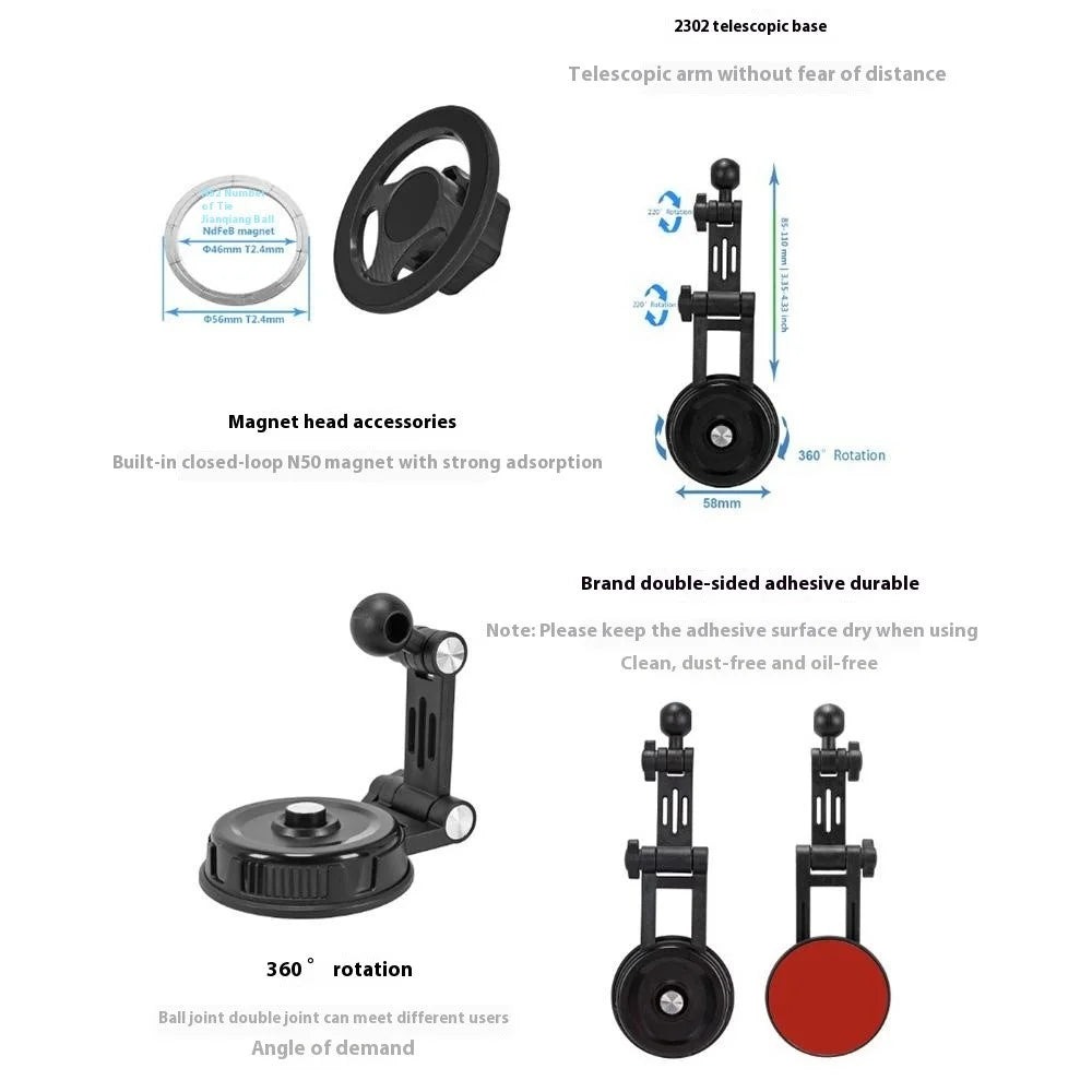 Adhesive Base Car Dashboard Mount Magnetic Mobile Phone Holder Bracket - 6