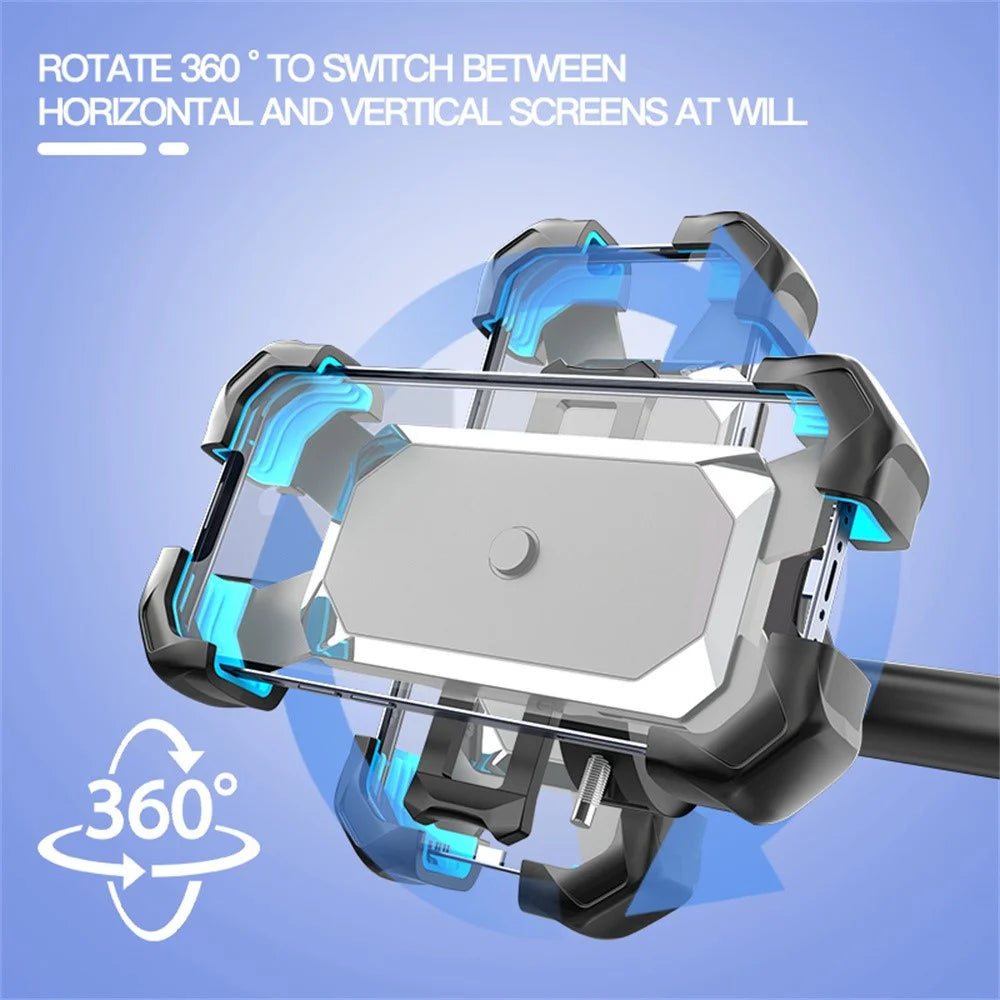 360 Degree Rotation Anti Shake Motorcycle Phone Mount Holder Stand for Electric Bike Scooter - 6