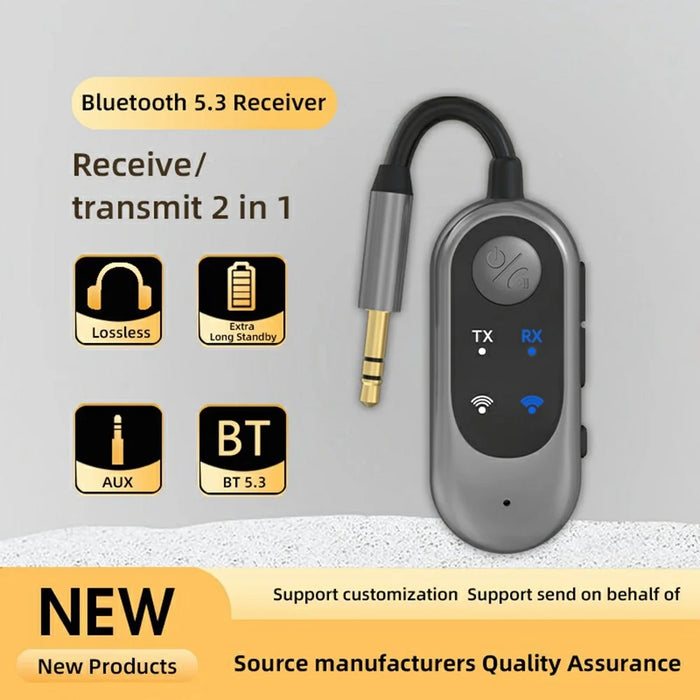 W10 2 in 1 Car Bluetooth-compatible 5.3 Receiver Transmitter Car Stereo Wireless Connection Audio Adapter - 2