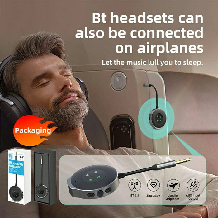 W11 2-in-1 Car Bluetooth-compatible 5.3 Transmitter Receiver Wireless Music Streaming Audio Adapter - 3