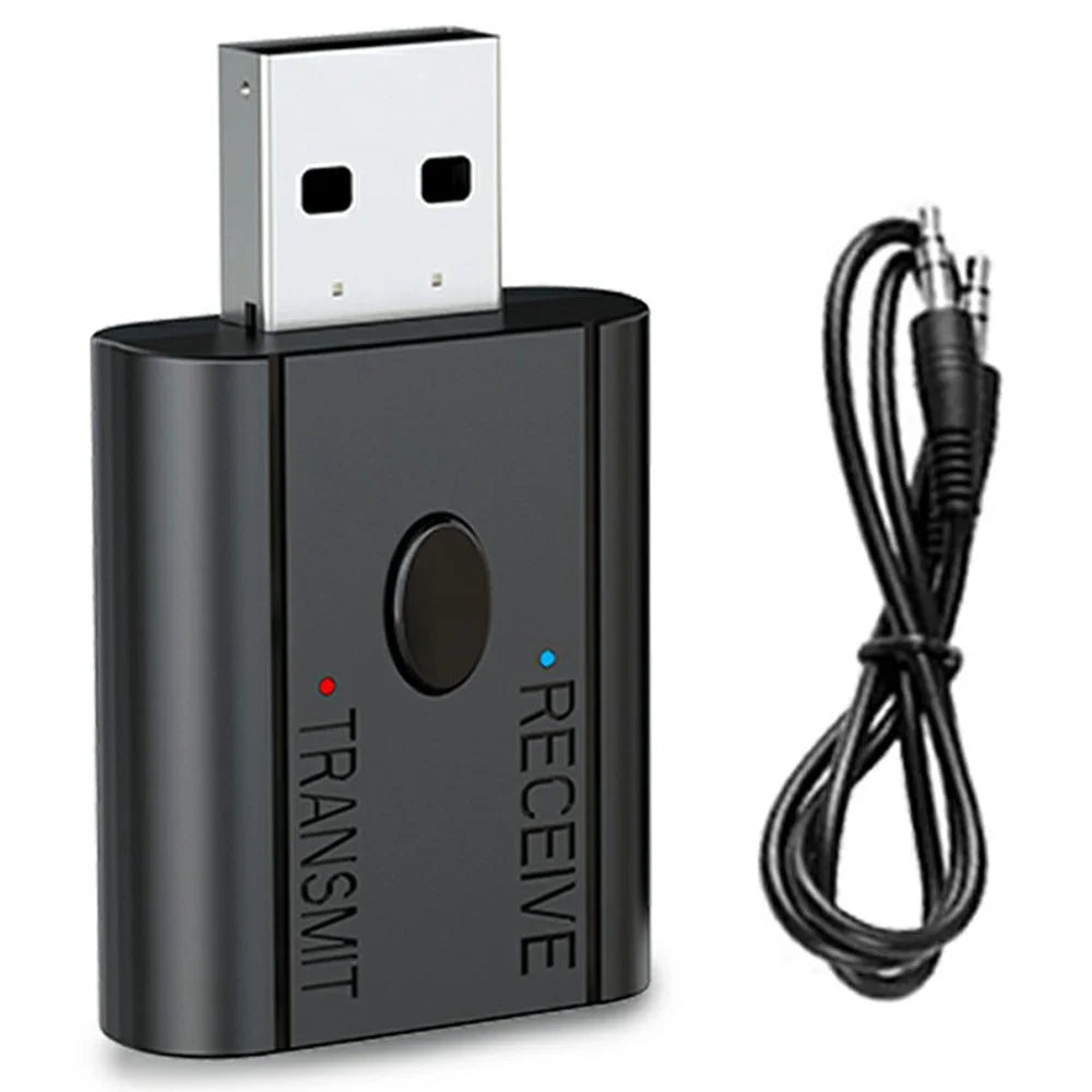 W12 2 In 1 Bluetooth-compatible 5.3 Car Audio Transmitter Receiver AUX Adapter USB Dongle - 1