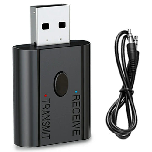 W12 2 In 1 Bluetooth-compatible 5.3 Car Audio Transmitter Receiver AUX Adapter USB Dongle - 1