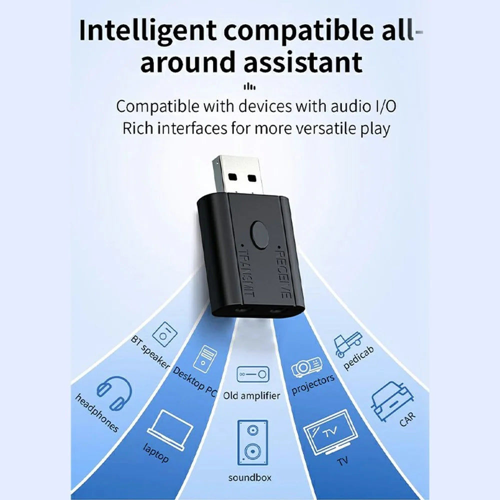 W12 2 In 1 Bluetooth-compatible 5.3 Car Audio Transmitter Receiver AUX Adapter USB Dongle - 4