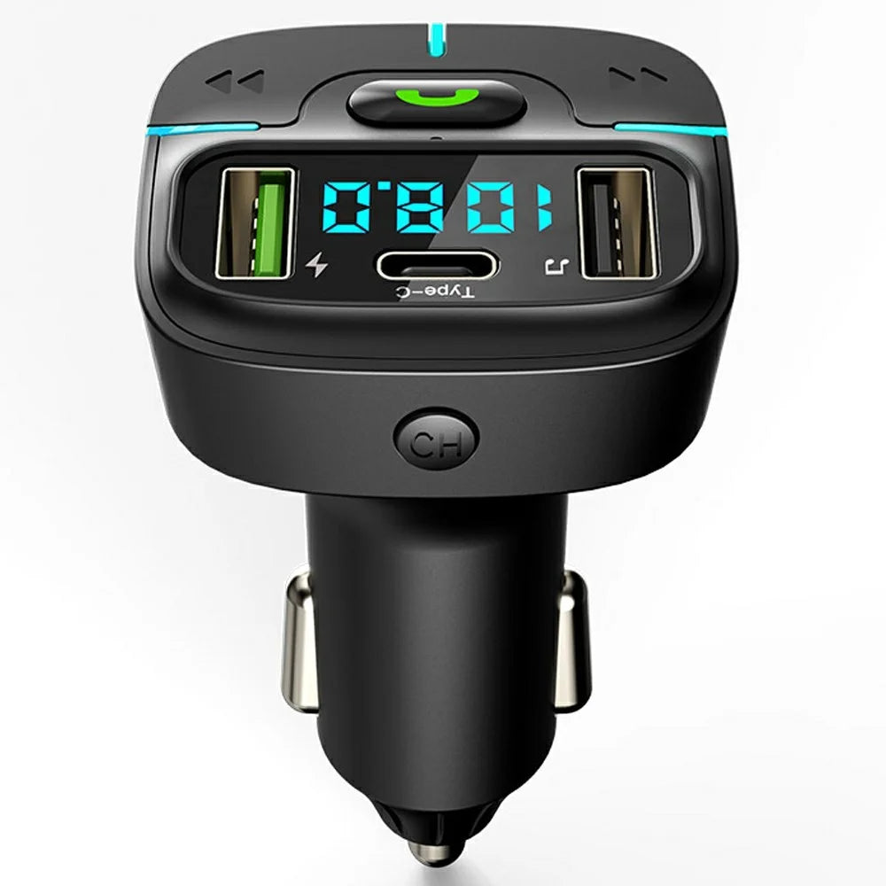 GZ03 Car BT MP3 Player FM Transmitter with Car Charger LED Voltage Display Lossless Audio Quality - 2