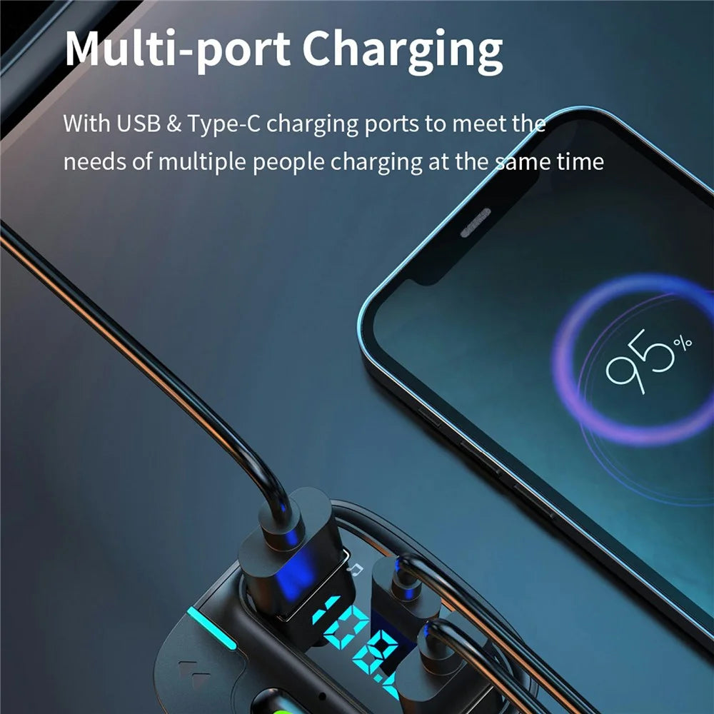 GZ03 Car BT MP3 Player FM Transmitter with Car Charger LED Voltage Display Lossless Audio Quality - 6