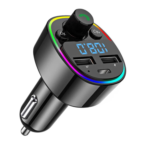 G67 Bluetooth-compatible 5.0 Hands-free Call Car MP3 Player Colorful Light Type-C + Dual USB Car Charger FM Transmitter - 1