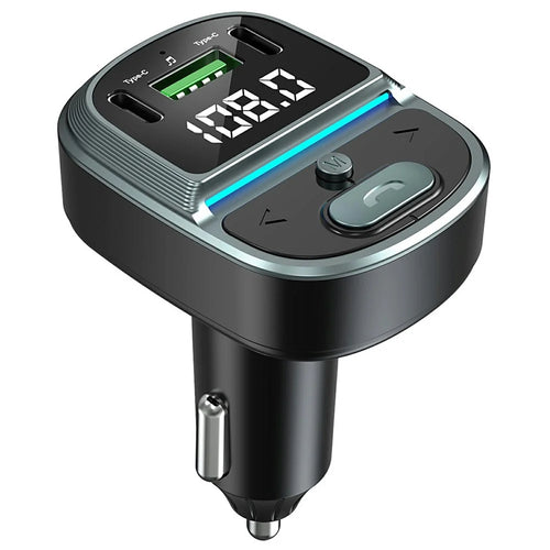 GZ07 Bluetooth-compatible Car Charger Voltage Display MP3 Player Dual Type-C + USB Charging Adapter - 1
