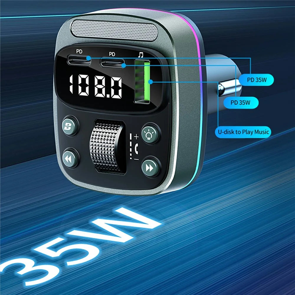GZ08 Car BT MP3 Player with Car Charger Fast Charging Digital Display Voltage Lossless Audio Quality - 4
