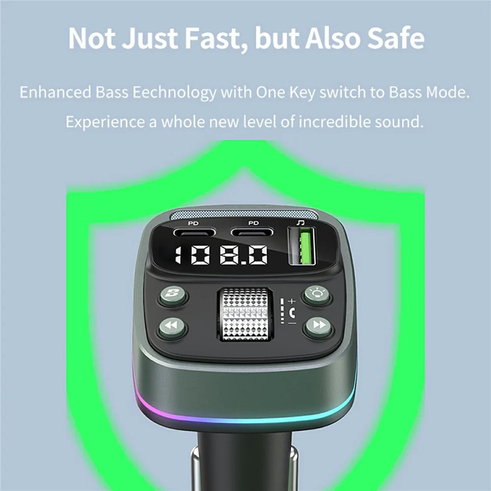 GZ08 Car BT MP3 Player with Car Charger Fast Charging Digital Display Voltage Lossless Audio Quality - 5