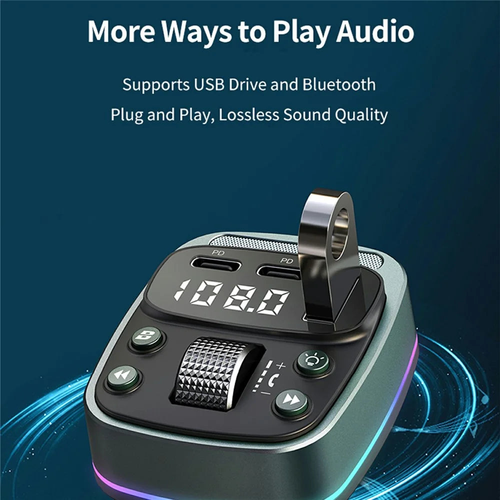 GZ08 Car BT MP3 Player with Car Charger Fast Charging Digital Display Voltage Lossless Audio Quality - 6