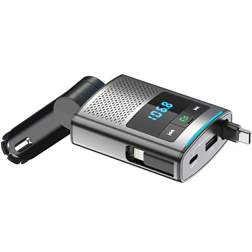 GZ16 Car Voltage Display Charger Bluetooth-Compatible MP3 Player with Retraction Type-C Cable - 1