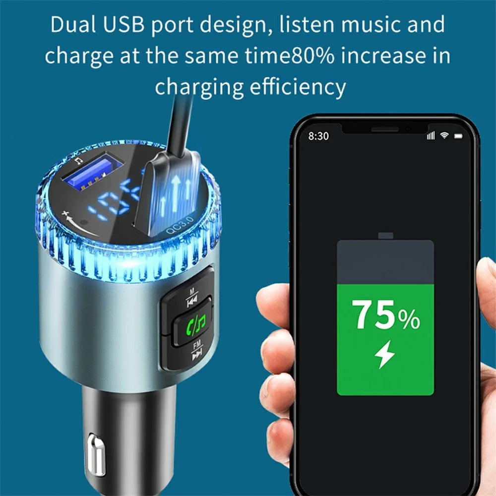 BC77 MP3 Player Ambient Light Digital Display Bluetooth-Compatible Car Charger FM Transmitter Support U-Disk - 4