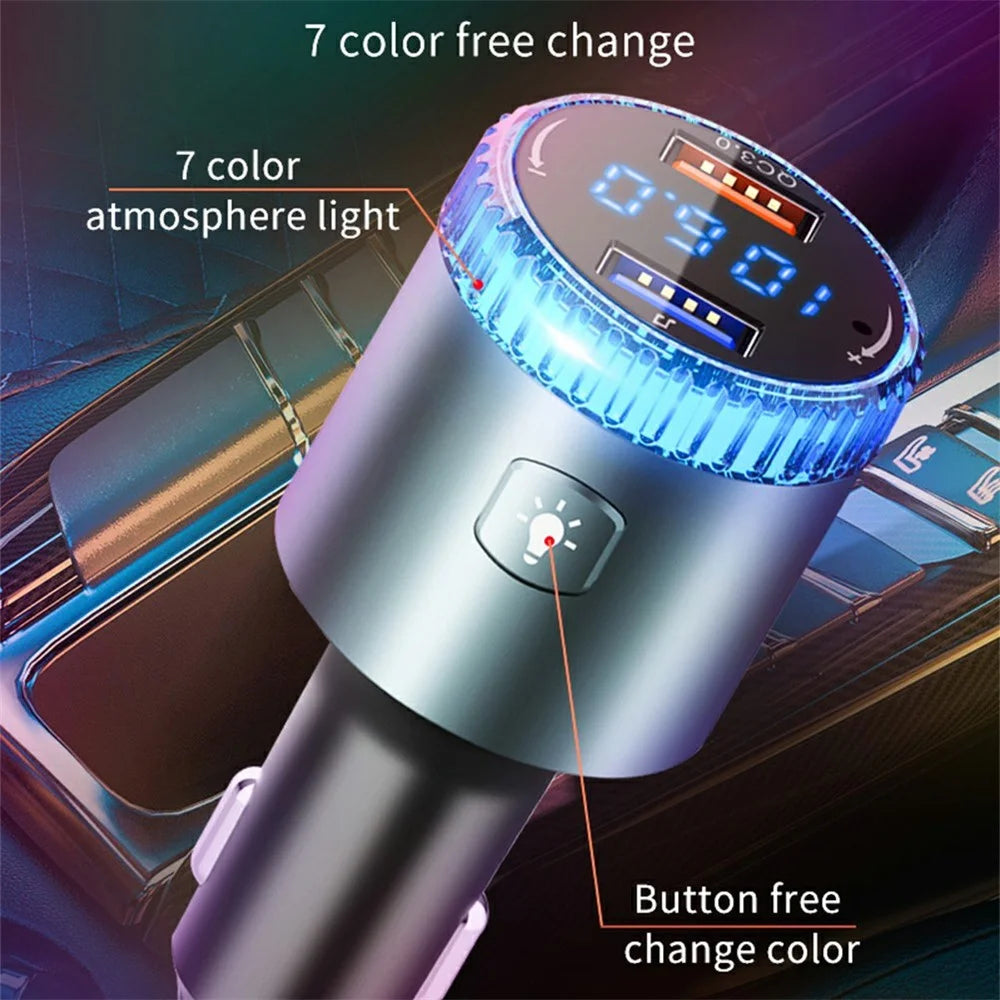 BC77 MP3 Player Ambient Light Digital Display Bluetooth-Compatible Car Charger FM Transmitter Support U-Disk - 5