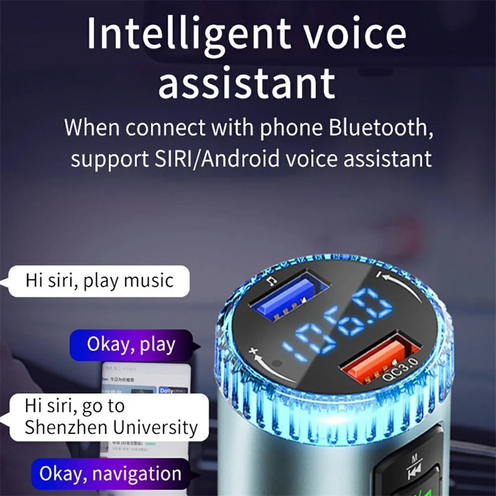 BC77 MP3 Player Ambient Light Digital Display Bluetooth-Compatible Car Charger FM Transmitter Support U-Disk - 6