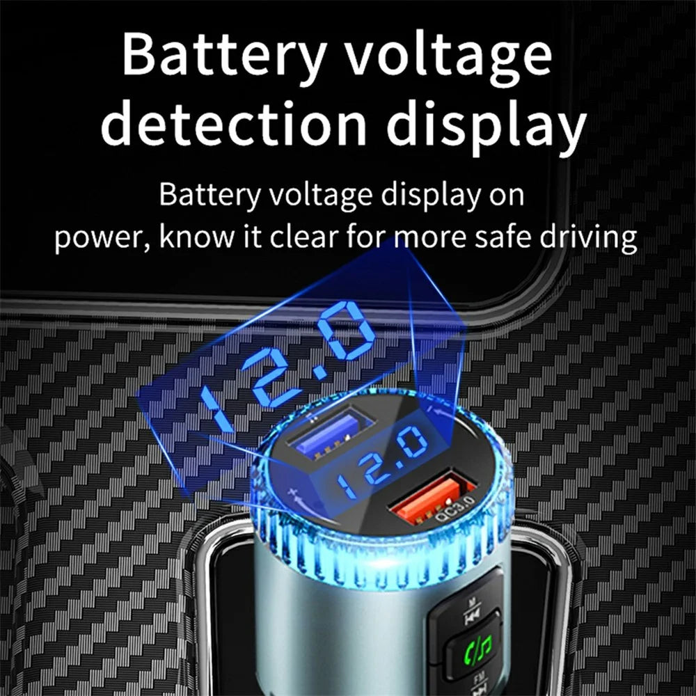 BC77 MP3 Player Ambient Light Digital Display Bluetooth-Compatible Car Charger FM Transmitter Support U-Disk - 7