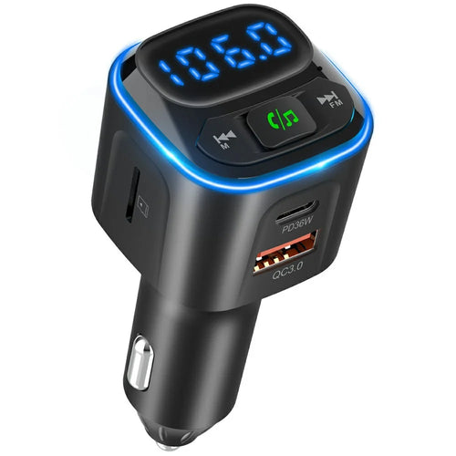 BC80 Car Charger Bluetooth-Compatible MP3 Player Hands-Free Calling Voltage Display Adapter - 1