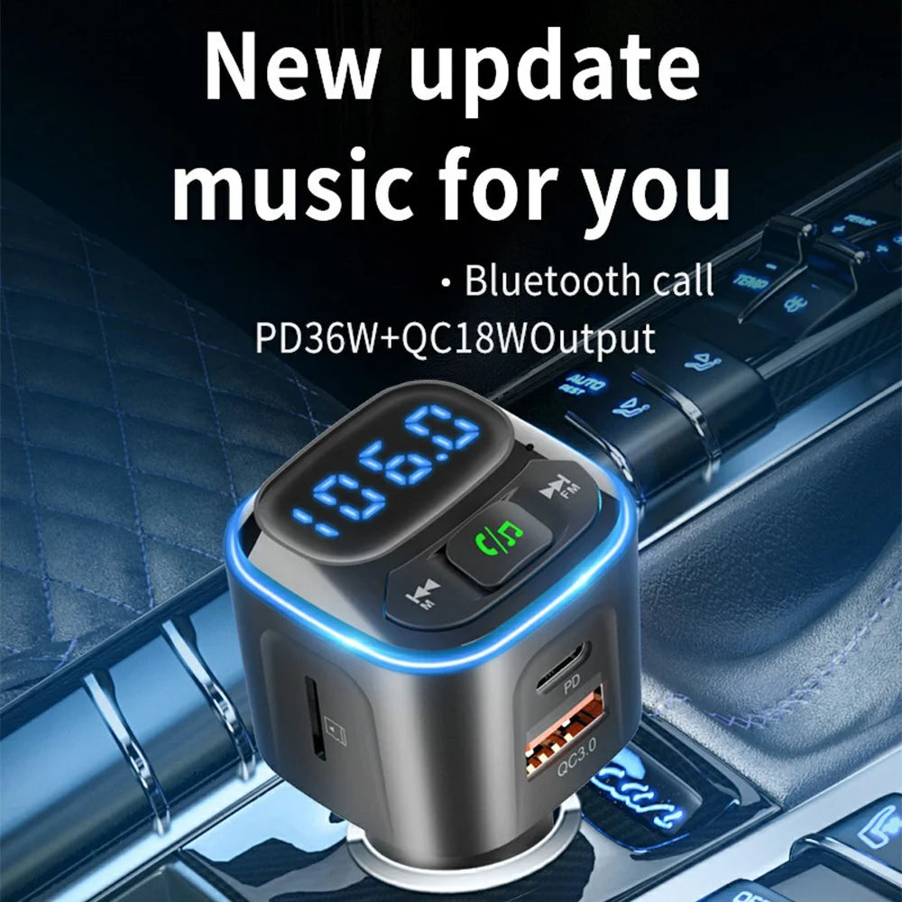 BC80 Car Charger Bluetooth-Compatible MP3 Player Hands-Free Calling Voltage Display Adapter - 3