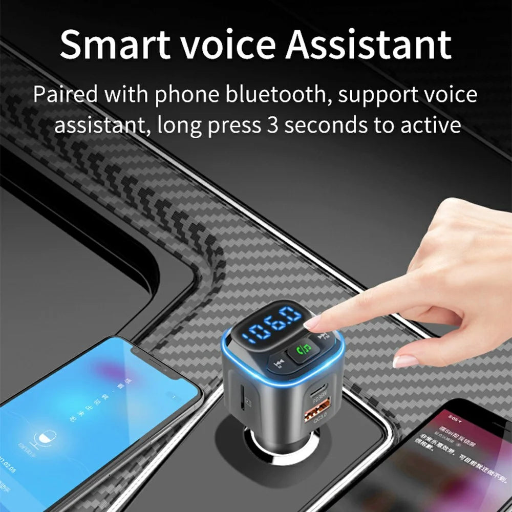 BC80 Car Charger Bluetooth-Compatible MP3 Player Hands-Free Calling Voltage Display Adapter - 6