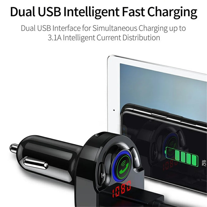G32 Car Charger Voltage Detection FM Transmitter Bluetooth-Compatible MP3 Player with Voice Navigation - 6