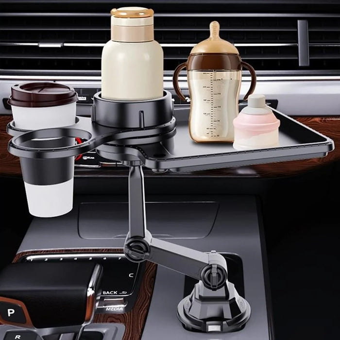 CP252 Multifunction Car Cell Phone Mount Bracket Food Tray with Dual Rotatable Cup Holder - 2